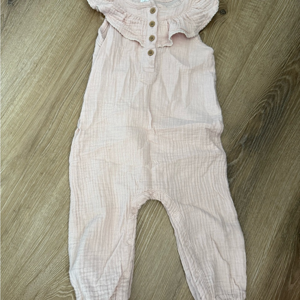 Charming Blush Kids Jumpsuit with Ruffles